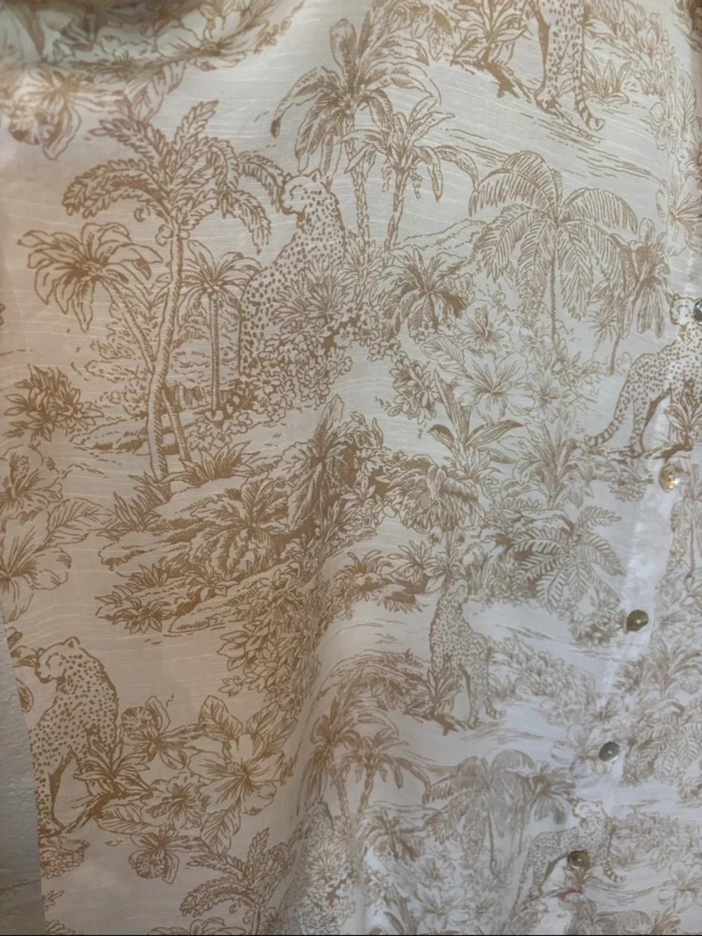 C & J Malibu Beige Printed Button-Up Blouse - Picture 3 of 4
